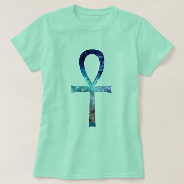Aquarell-Art-Ägypter Ankh Kunst T-Shirt (Design vorne)