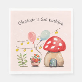 Aquarell Art Niedliches Pilz und Blume Serviette