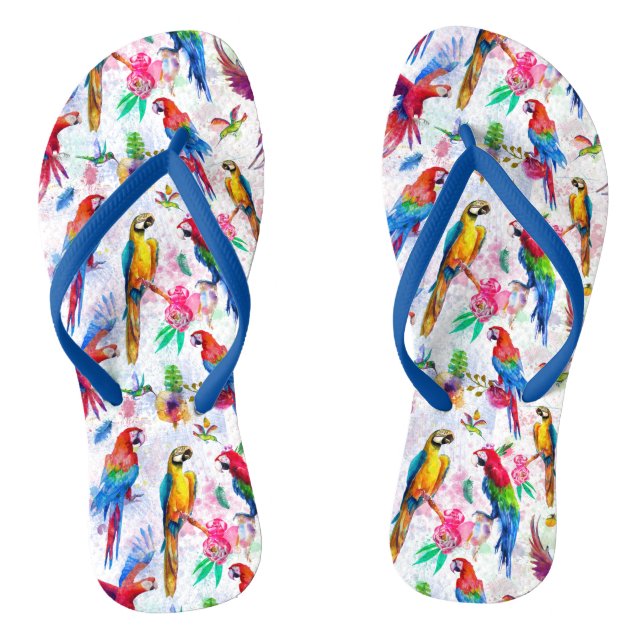 Aquarell-Art-Papageien Flip Flops (Fußbett)