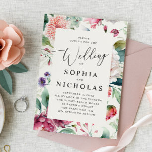 Aquarell asiatisch boho floral. Bohemian Hochzeit Einladung