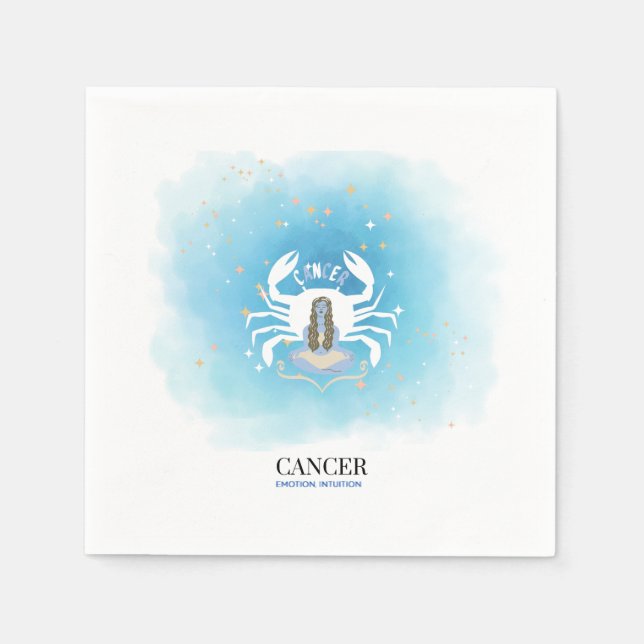 Aquarell Astrologie - Krebs Papier Servietten (Vorderseite)