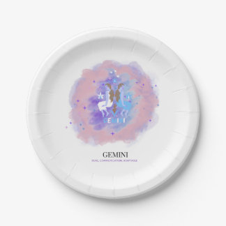 Aquarell-Astrologie - Zwillinge-Papierteller Pappteller