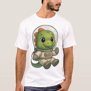 Aquarell-Astronaut-Dinosaur Süß Weltraum Erkunden T-Shirt