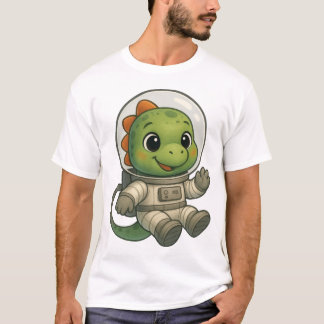 Aquarell-Astronaut-Dinosaur Süß Weltraum Erkunden T-Shirt