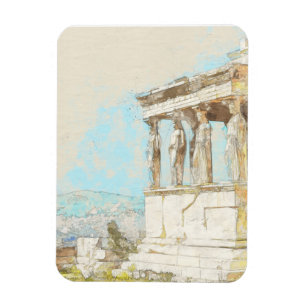 Aquarell Athen Magnet – Griechische Ruinen Souveni