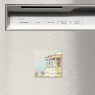 Aquarell Athen Magnet – Griechisches Ruinen-Souven