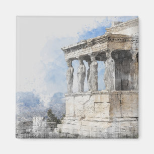 Aquarell Athens Magnet - Griechische Ruinen Souven