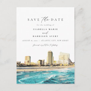 Aquarell Atlantic City New Jersey City Skyline Postkarte