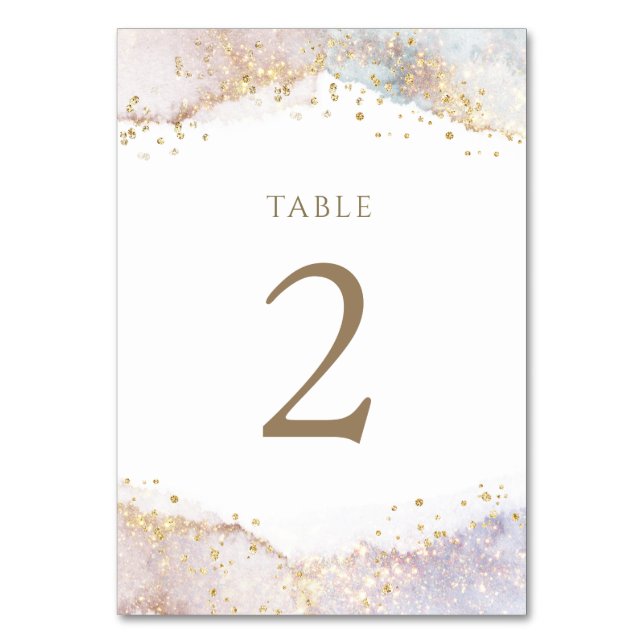 Aquarell-Attrappen-Glitter-Tischnummer 2 Tischnummer (Vorderseite)