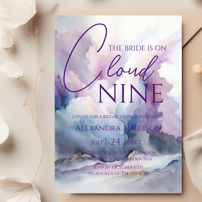 Aquarell auf Cloud-9-Brautparty Einladung (Von Creator hochgeladen)