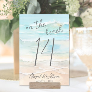 Aquarell auf der Hochzeit am Strand Tischnummer
