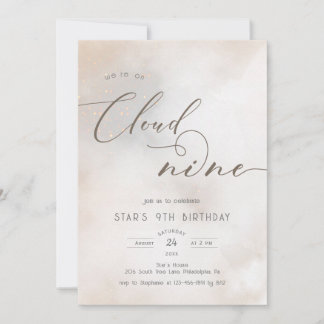 Aquarell auf Wolke 9 9. Geburtstag Einladung