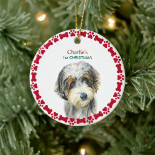 Aquarell Aussie Doodle personalisiertes Weihnachte Keramik Ornament