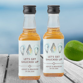 Aquarell-Auster-Küsten-Hochzeit am Meer Alkoholflaschenetikett