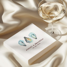 Aquarell-Auster-Küsten-Hochzeit am Meer Serviette