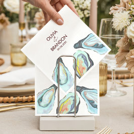 Aquarell-Auster-Küsten-Strand-Hochzeit Serviette