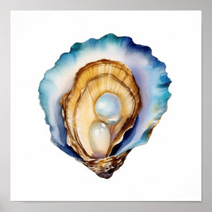 Aquarell-Austernschale Poster