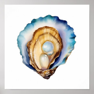 Aquarell-Austernschale Poster