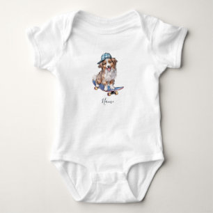 Aquarell Australian Shepherd Baby Bodysuit Strampler