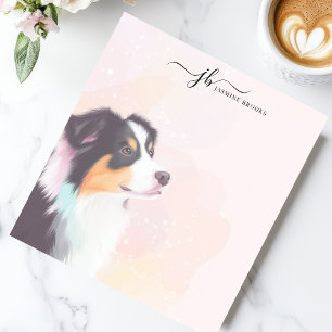 Aquarell Australian Shepherd Personalisiert Notizblock