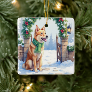 Aquarell Australischer Kelpie Landtor Keramikornament