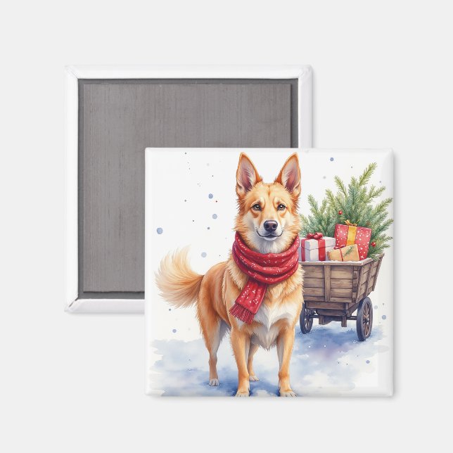 Aquarell Australischer Stumpy Tail Cattle Dog Magnet (Vorderseite/Rückseite)