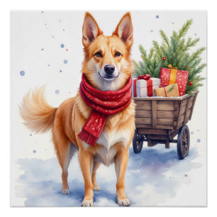Aquarell Australischer Stumpy Tail Cattle Dog Poster