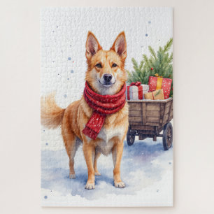 Aquarell Australischer Stumpy Tail Cattle Hund Puzzle