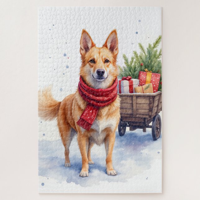 Aquarell Australischer Stumpy Tail Cattle Hund Puzzle (Vertikal)