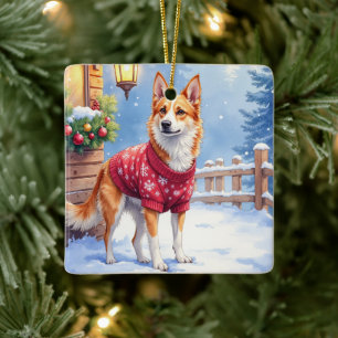 Aquarell Australischer Tüderhund Rustikale Girland Keramikornament