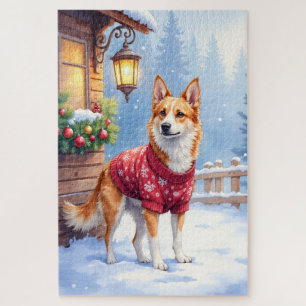 Aquarell Australischer Tüderhund Rustikale Girland Puzzle