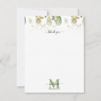 Aquarell-Avocado-Botanik-Muster mit Monogramm
