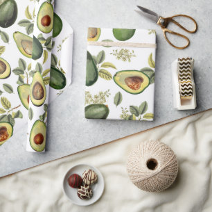 Aquarell Avocado Botanisches Muster Geschenkpapier