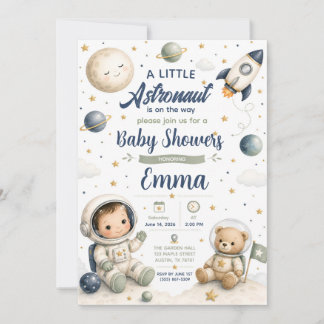 Aquarell-Baby-Astronaut-Baby-Shower-Einladung Einladung