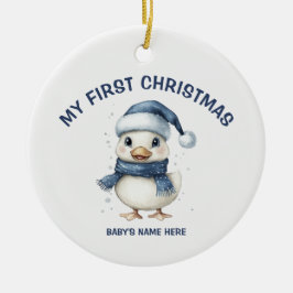 Aquarell Baby Erstes Weihnachtsfoto Keramik Ornament