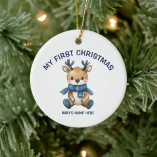 Aquarell Baby Erstes Weihnachtsfoto Keramik Ornament
