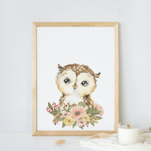 Aquarell-Baby-Eule-Nursery-Plakat Poster