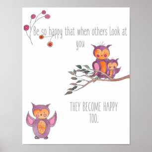 Aquarell-Baby-Eule-Nursery-Wandkunst Poster