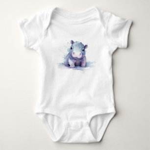 Aquarell-Baby-Flusspferd Baby Strampler