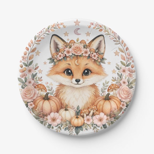 Aquarell-Baby-Fuchs-Party-Teller Pappteller (Vorderseite)