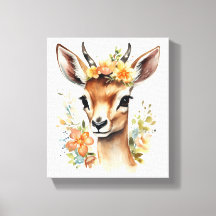 Aquarell Baby Gazelle mit Blume