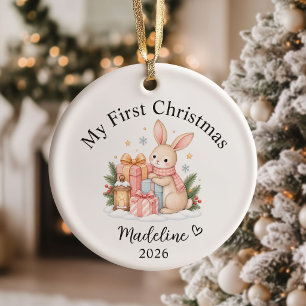Aquarell Baby Mädchen erstes Weihnachten Keramik Ornament