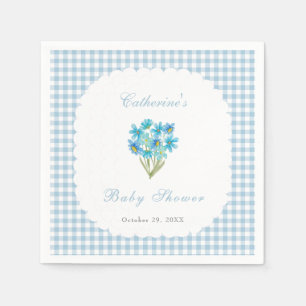 Aquarell-Baby-Party-Blumen-Napkins in Blau Serviette