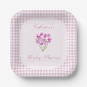 Aquarell-Baby-Party-Pink-Flora-Papierteller Pappteller