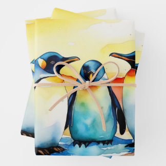 Aquarell Baby Pinguin Snow Geschenkpapier Set