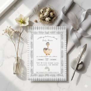 Aquarell-Baby-Strauß-Schlüpfendes-Ei-Baby-Shower Einladung