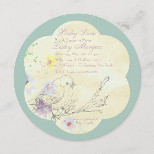 Aquarell Baby Vogel PK Babyparty-Einladung Einladung