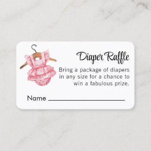 Aquarell-Babymädchen-Vintage-Kleid-Windel-Raffle Begleitkarte