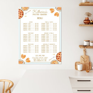 Aquarell Backen Pie und Gebäck Shop Bäckerei Menü Poster