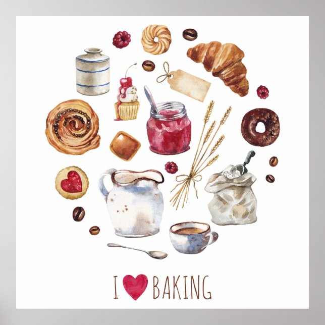 Aquarell-Backen Poster (Vorne)